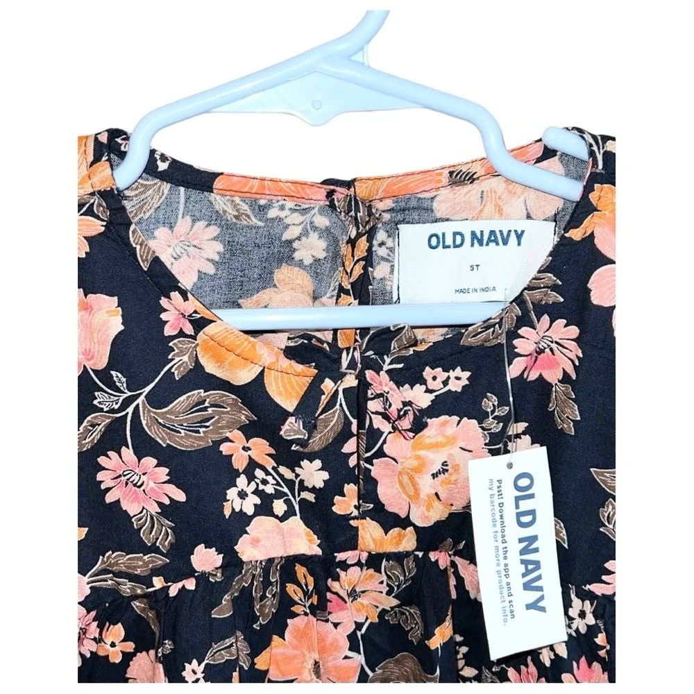 Old Navy Dress Girls Size 5T Blue Pink Brown Floral New
